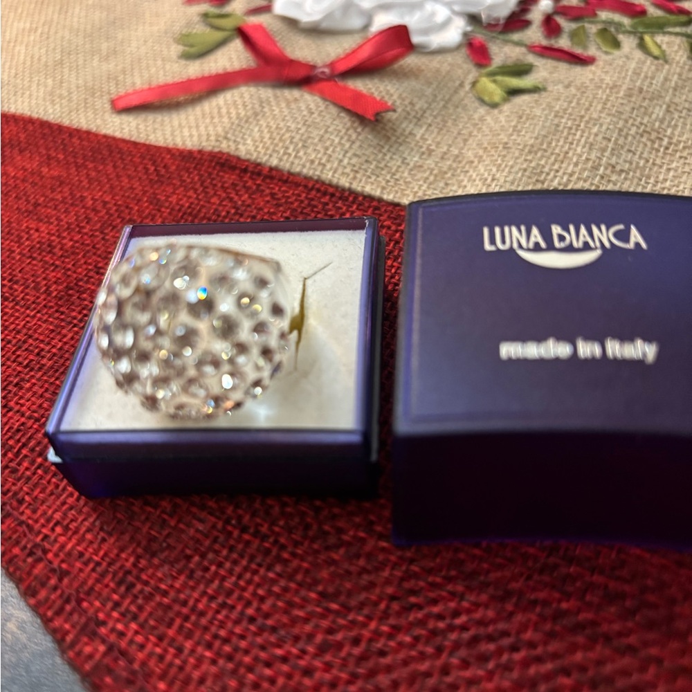 Gray Lucite Dome, Handmade Italian Design with Light clear Crystal Swarovski
